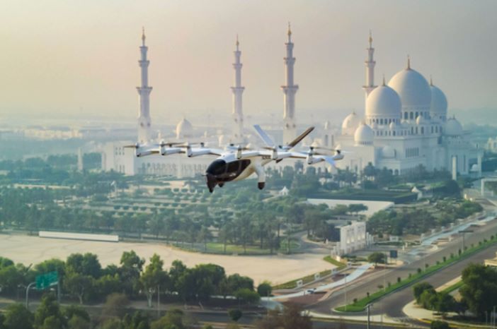 eVTOL aircraft flying over city - Archer flight testing Midnight eVTOL in Abu Dhabi | Aerospace ...