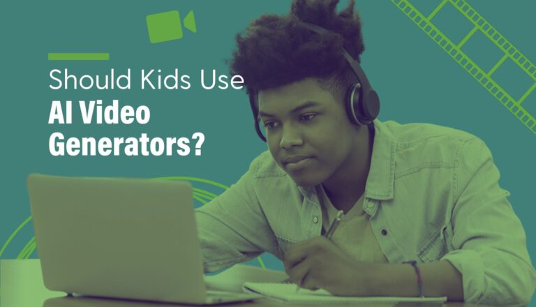 Person using AI video generator on laptop - Should Kids Use AI Video Generators? - Plugged In