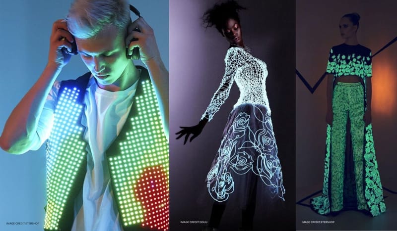 smart fabric with glowing circuits - Cyberpunk umbrella with katana handle, featuring smart-fabric ...