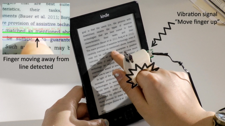 Blind person reading product label with phone - Finger-mounted reading device for the blind | MIT News ...