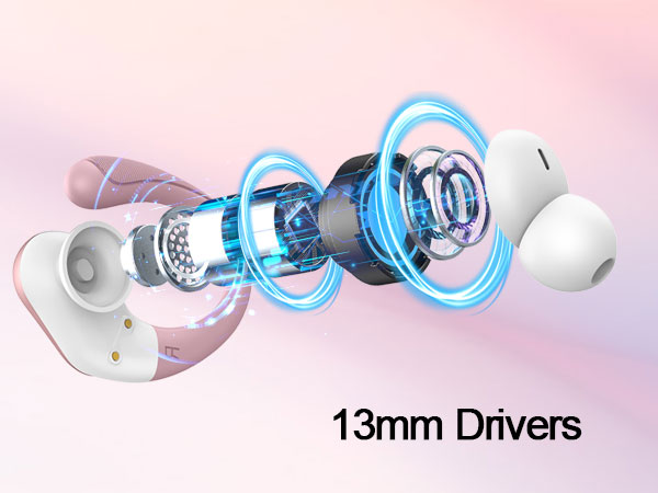 Exploded view of wireless earbud components - Wireless Earbuds, Bluetooth 5.3 Headphones Sport with 4 ENC Noise ...