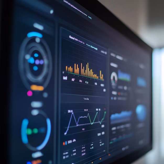 AI monitoring dashboard - A closeup of an environmental monitoring dashboard displaying ...