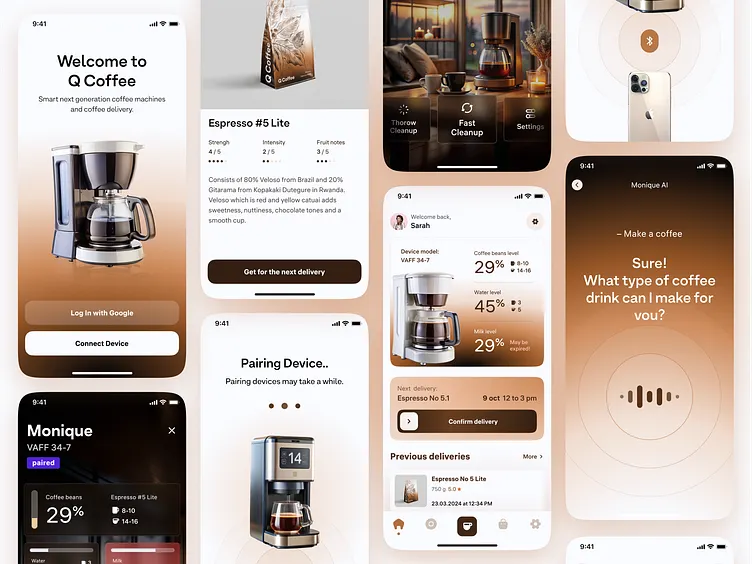 smart coffee maker with smartphone app - IoT smart coffee machine | Device Mobile App by Anastasia Paliakou ...