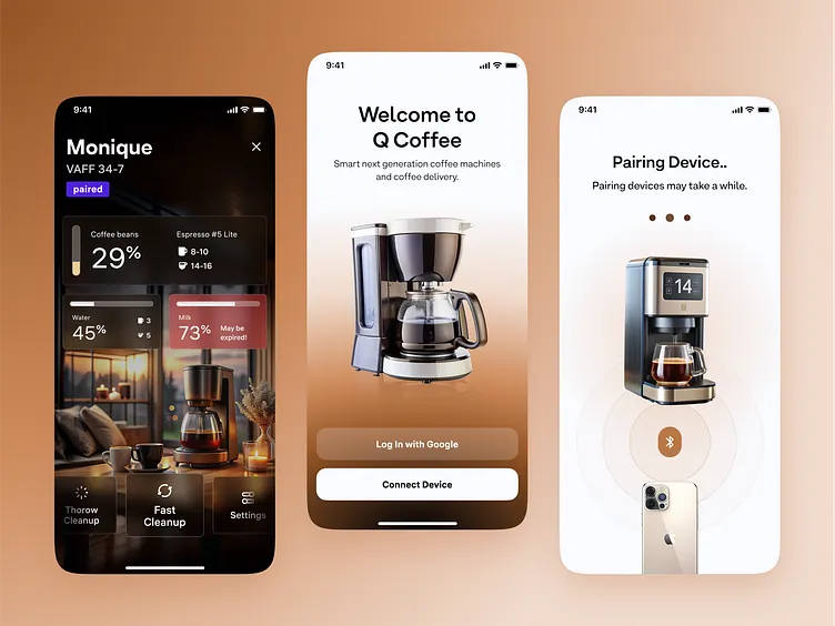smart coffee maker with smartphone app - IoT smart coffee machine | Device Mobile App by Anastasia Paliakou ...