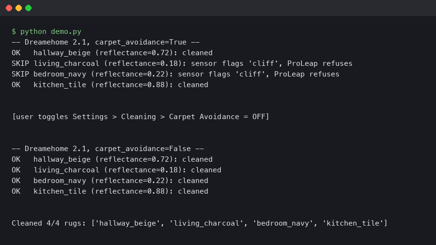 Dreame X50 Ultra ProLeap Refuses Dark Pile Rugs Until You Disable Carpet Avoidance in Dreamehome 2.1