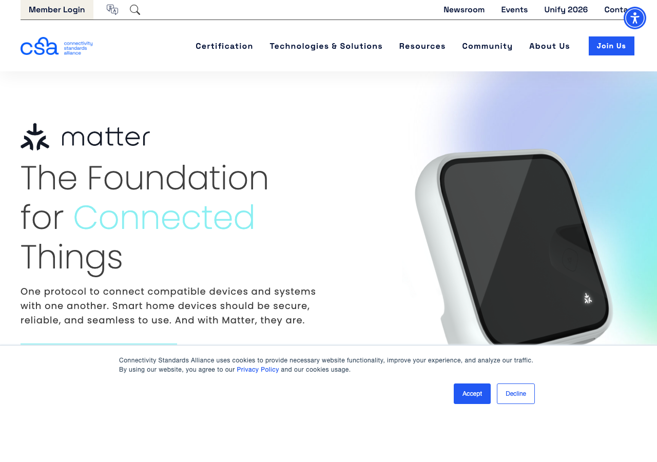 CSA-IoT Matter overview page