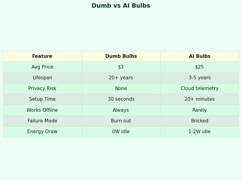 Comparison: Dumb vs AI Bulbs