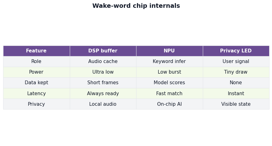 Comparison: Wake-word chip internals